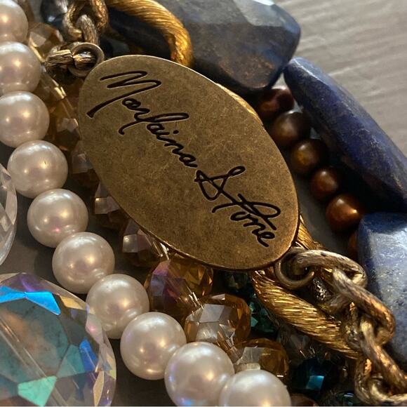 Marlaina Stone Chinky Multi Strand Chainlink Beaded Bracelet - Picture 9 of 11